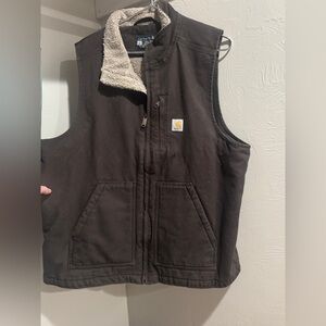 Carhartt Brown Jacket with Cream Sherpa Lining Men's L